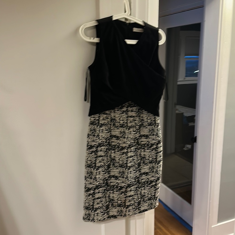 Faux suede tweed dress office work cocktail